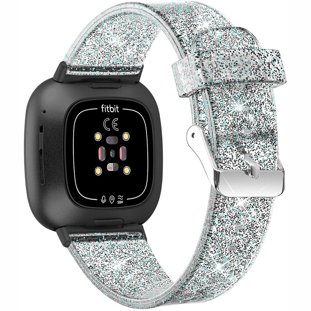 Glittering Powder Design TPU Watch Band Strap Replacement for Fitbit Versa 3 Sense Glittering Powder Design TPU Watch Band Strap Replacement for Fitbit Versa 3 Sense